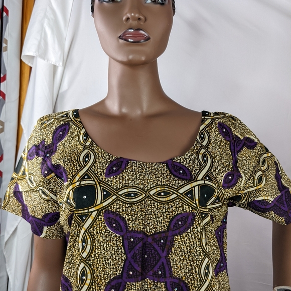 NWOT, AFRICAN PRINT MAXI DRESS WITH THIGH HIGH SPLIT ON BOTH SIDES SIZE 18 - Picture 3 of 12